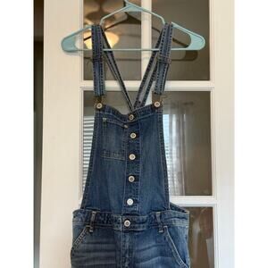 Hollister Boyfriend Denim Jean Overalls Distressed Medium
